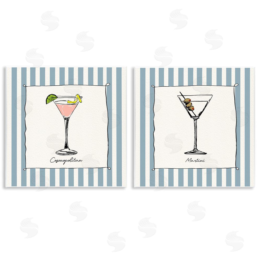 Susan Jill Summer Drinks on Stripes Wall Plaque Printed Art