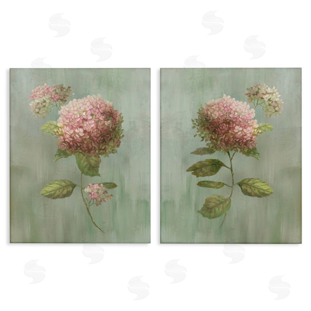 Nan Aged Pink Hydrangeas Stretched Canvas Wall Art Print