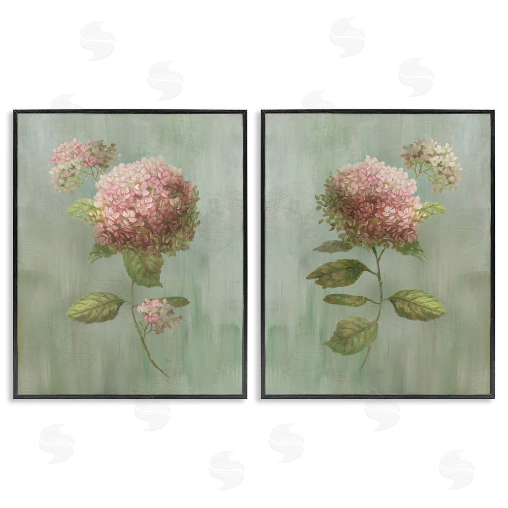 Nan Aged Pink Hydrangeas Black Framed Giclee Wall Art Print