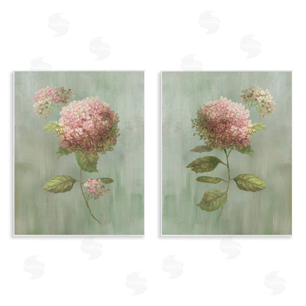 Nan Aged Pink Hydrangeas Wall Plaque Art Print with White Foil Wrap