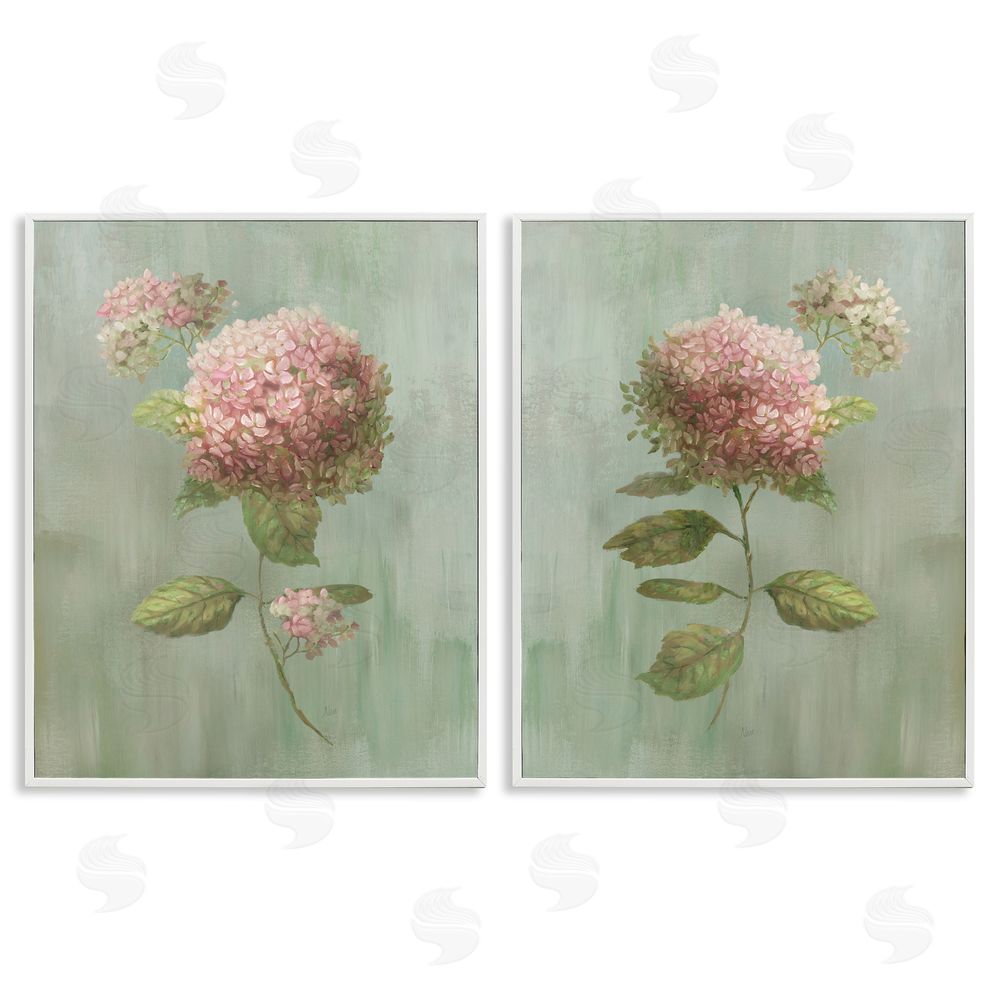 Nan Aged Pink Hydrangeas White Framed Giclee Wall Art Print