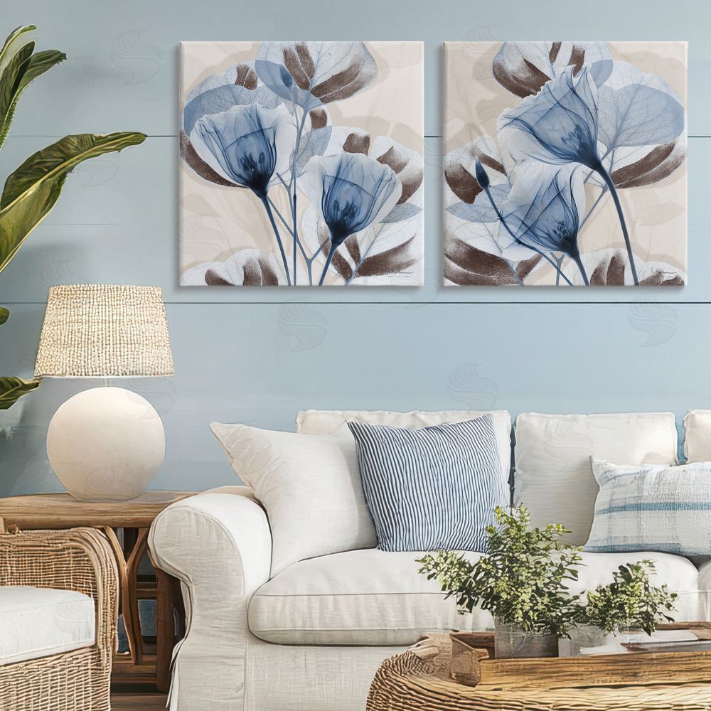 Albert Koetsier Blooming Sapphire Union Stretched Cavas Wall Art Set in Room