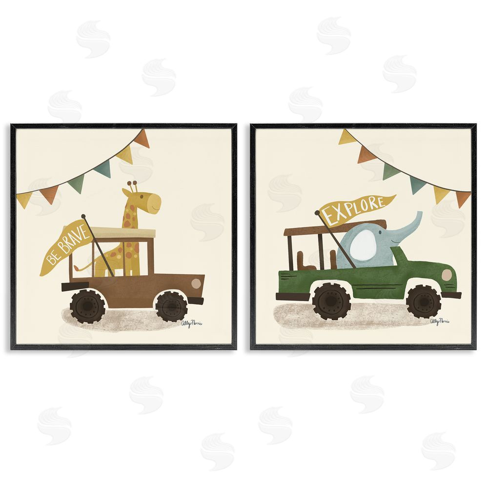 Allyson Norris Be Brave & Explore Animals Black Framed Giclee Wall Art Print