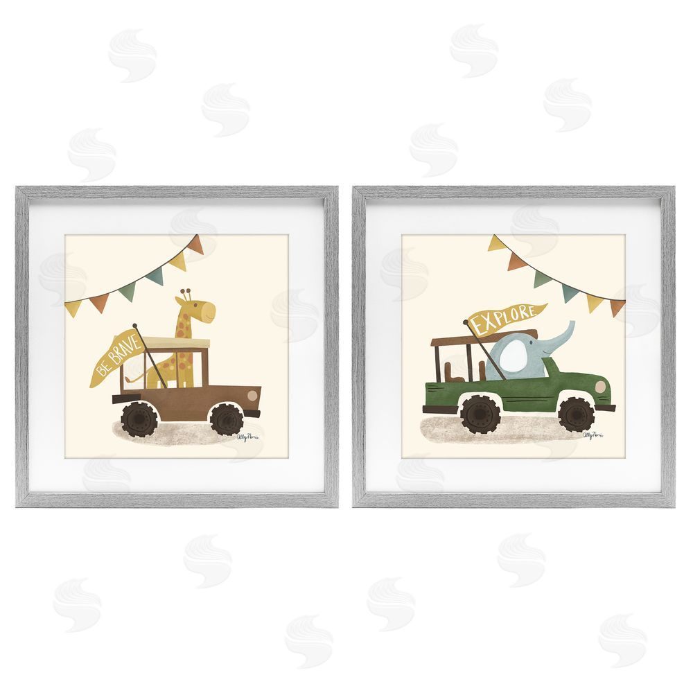 Allyson Norris Be Brave & Explore Animals Gray Framed Print Under Glass Wall Art