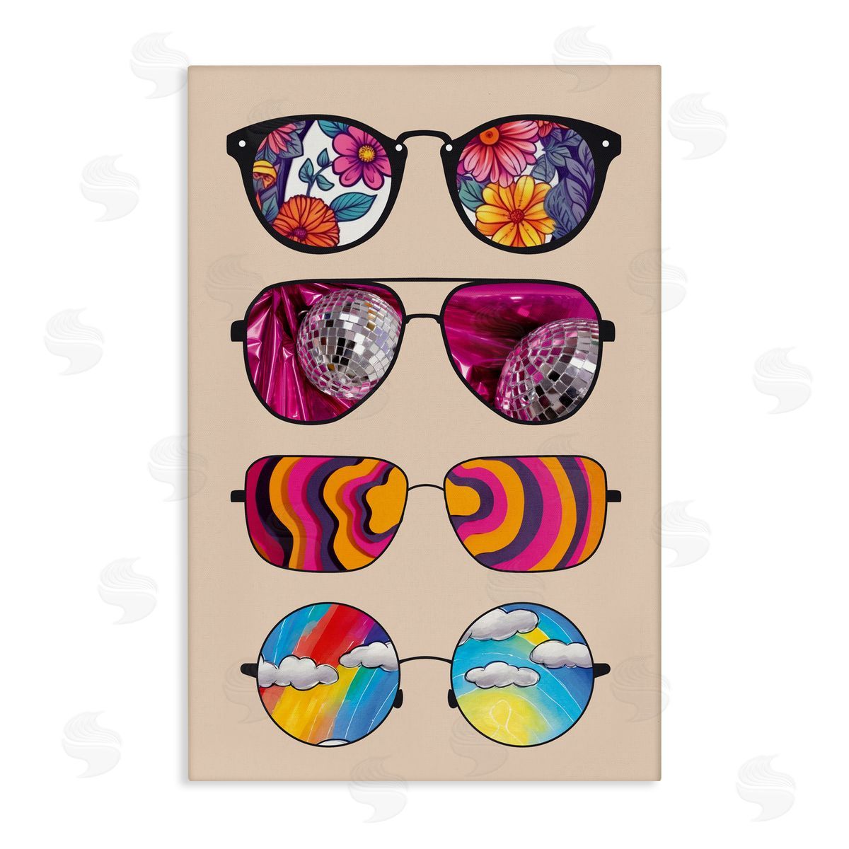 CAD Designs Reflection Patterned Sunglasses Canvas Wall Art Print