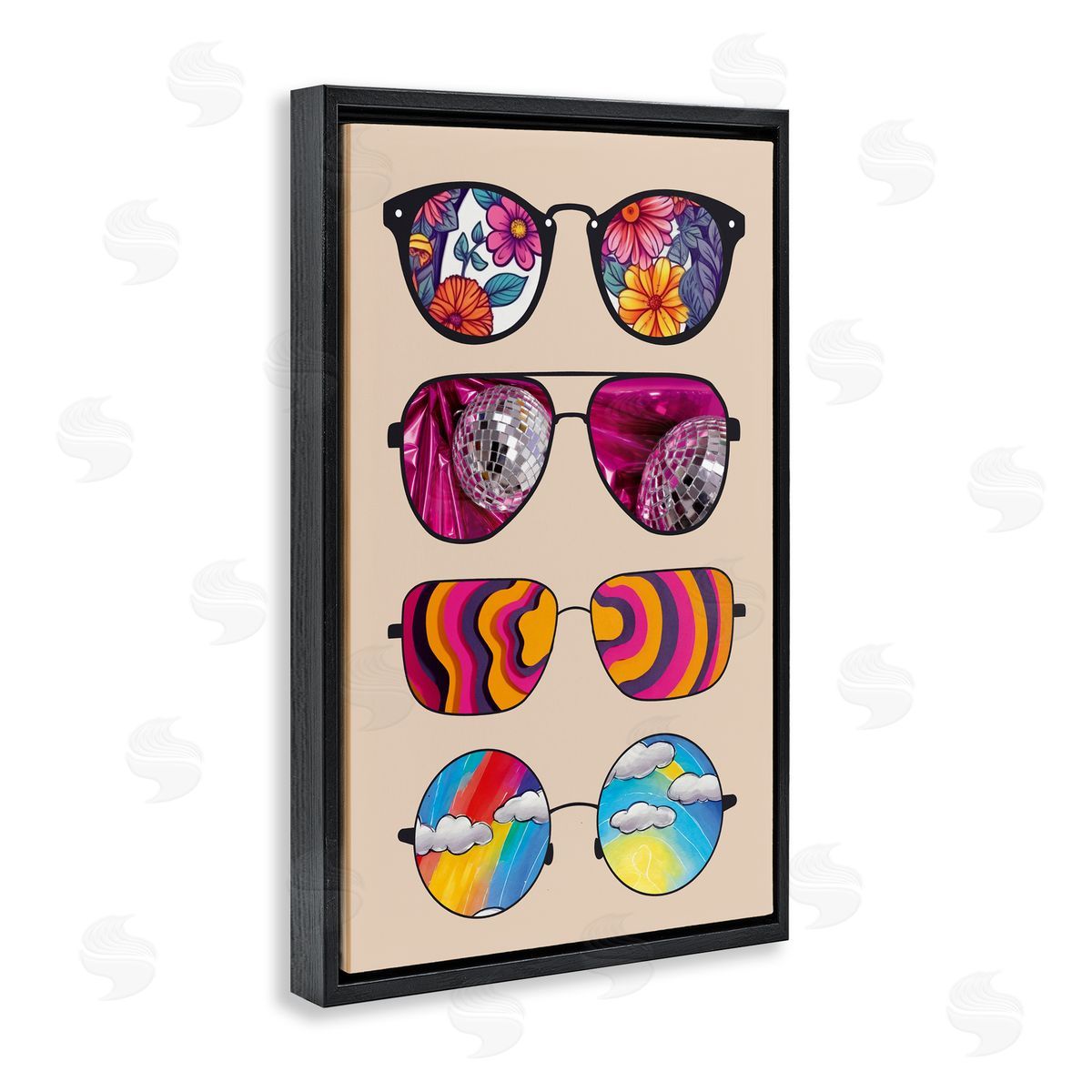 CAD Designs Reflection Patterned Sunglasses Black Floating Frame Canvas Wall Art Print