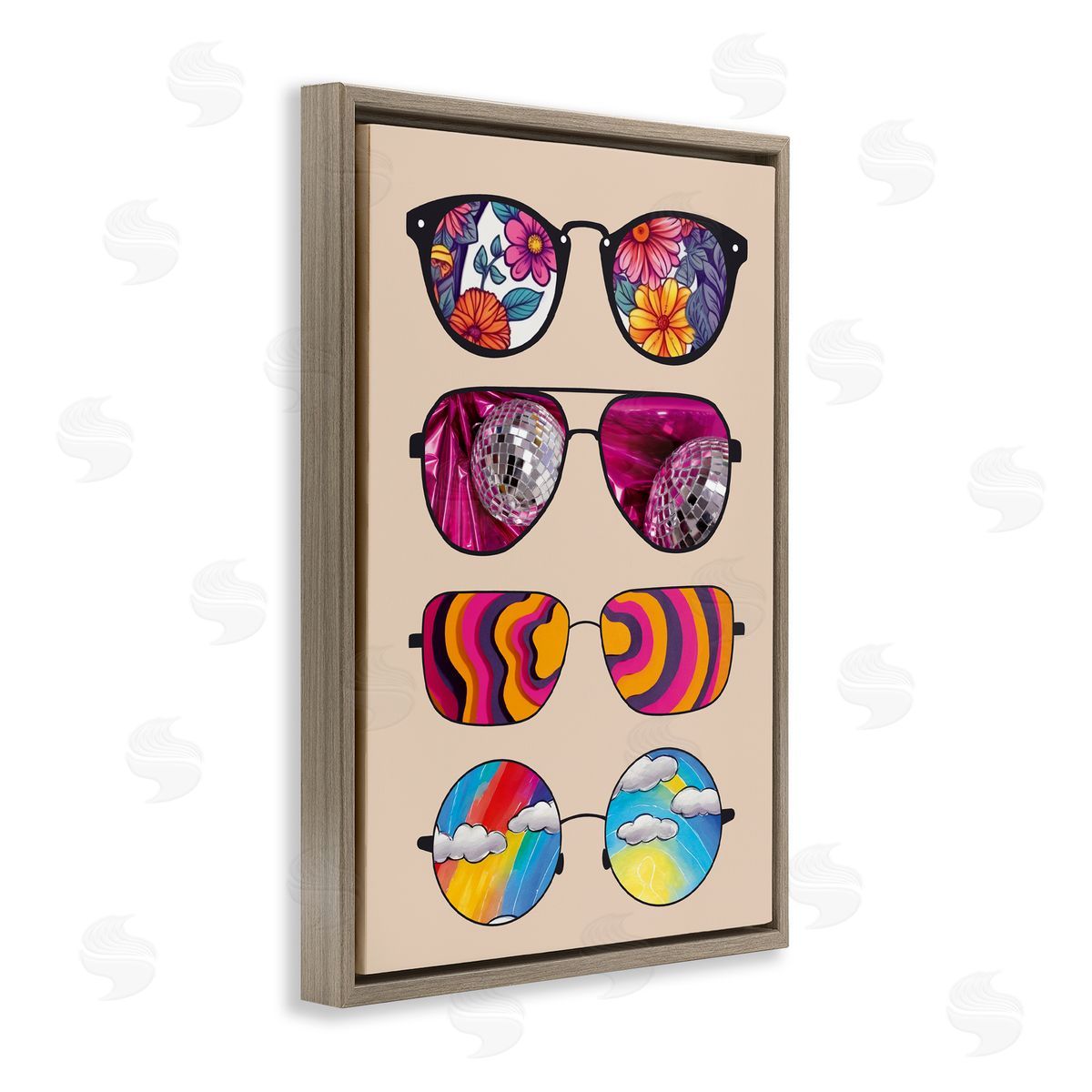 CAD Designs Reflection Patterned Sunglasses Brown Floating Frame Canvas Art Print