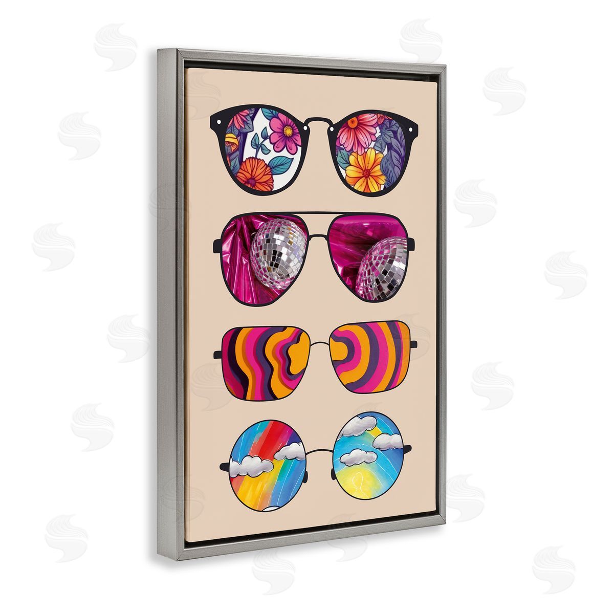 CAD Designs Reflection Patterned Sunglasses Gray Floating Frame Canvas Art Print
