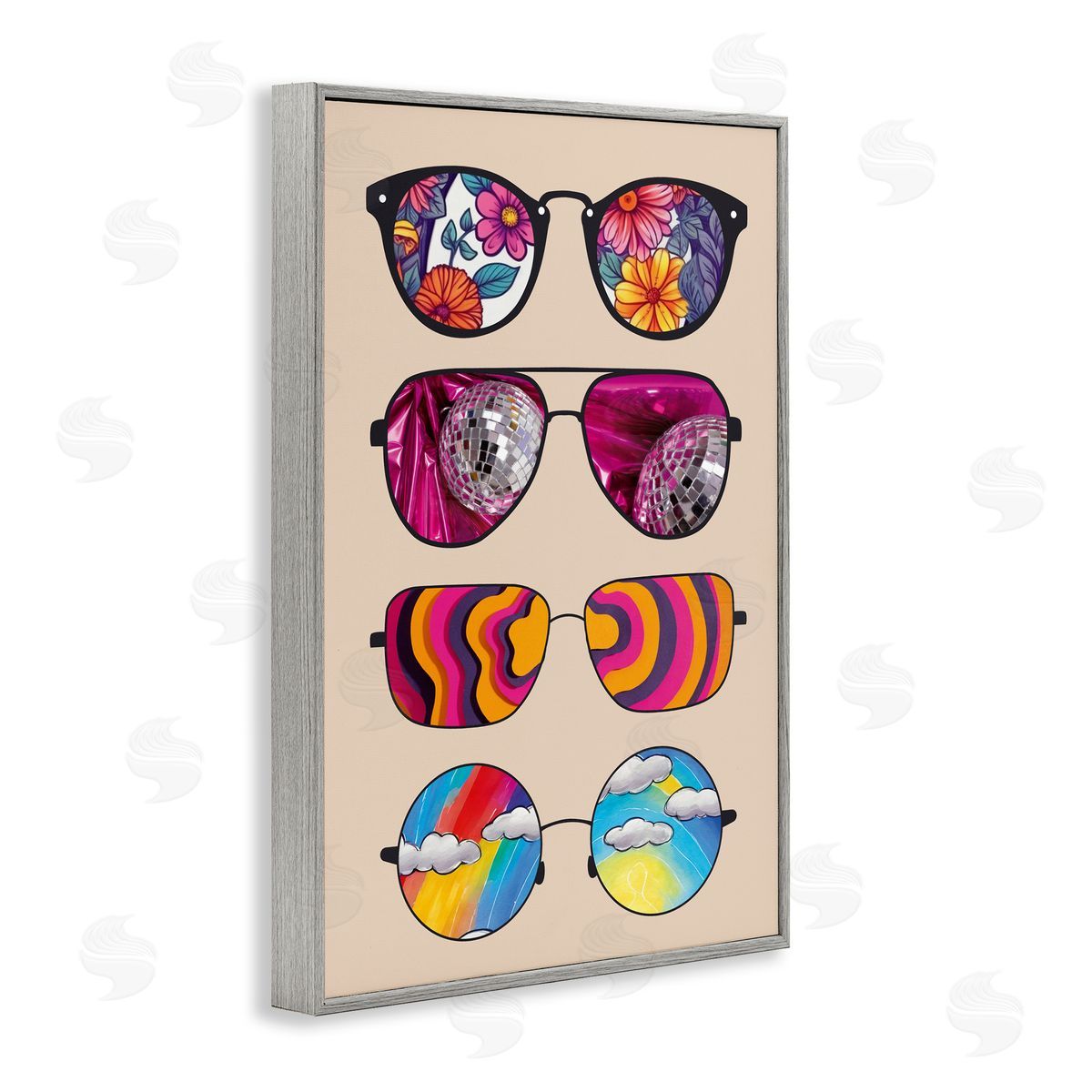 CAD Designs Reflection Patterned Sunglasses Gray Framed Giclee Art Print