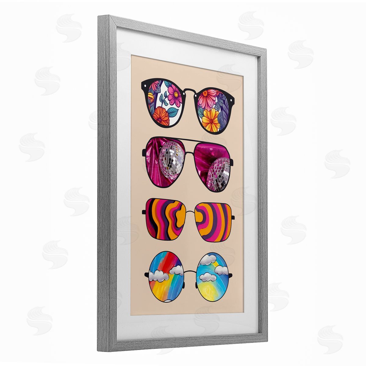 CAD Designs Reflection Patterned Sunglasses Gray Framed Print Under Glass Art