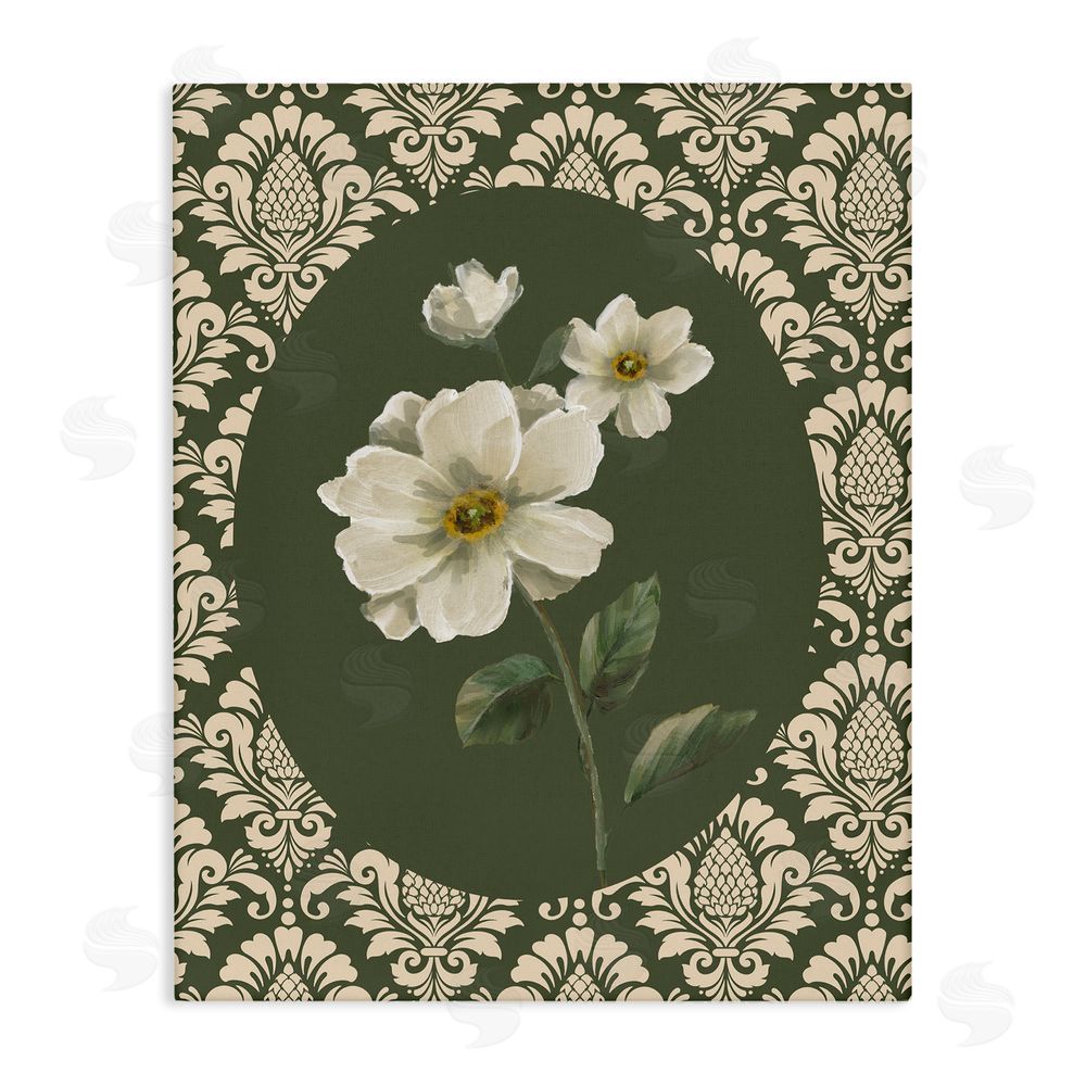 Nan Fancy Lace and White Flowers Canvas Wall Art Print