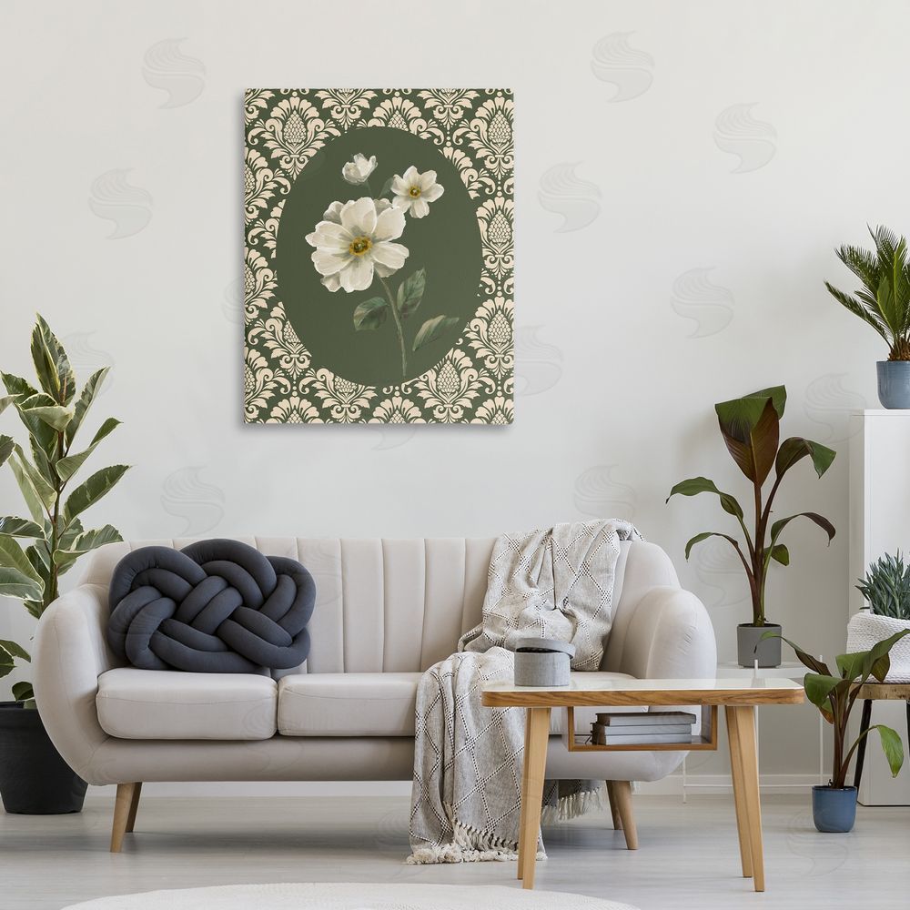 Nan Fancy Lace and White Flowers Printed Wall Art in Room