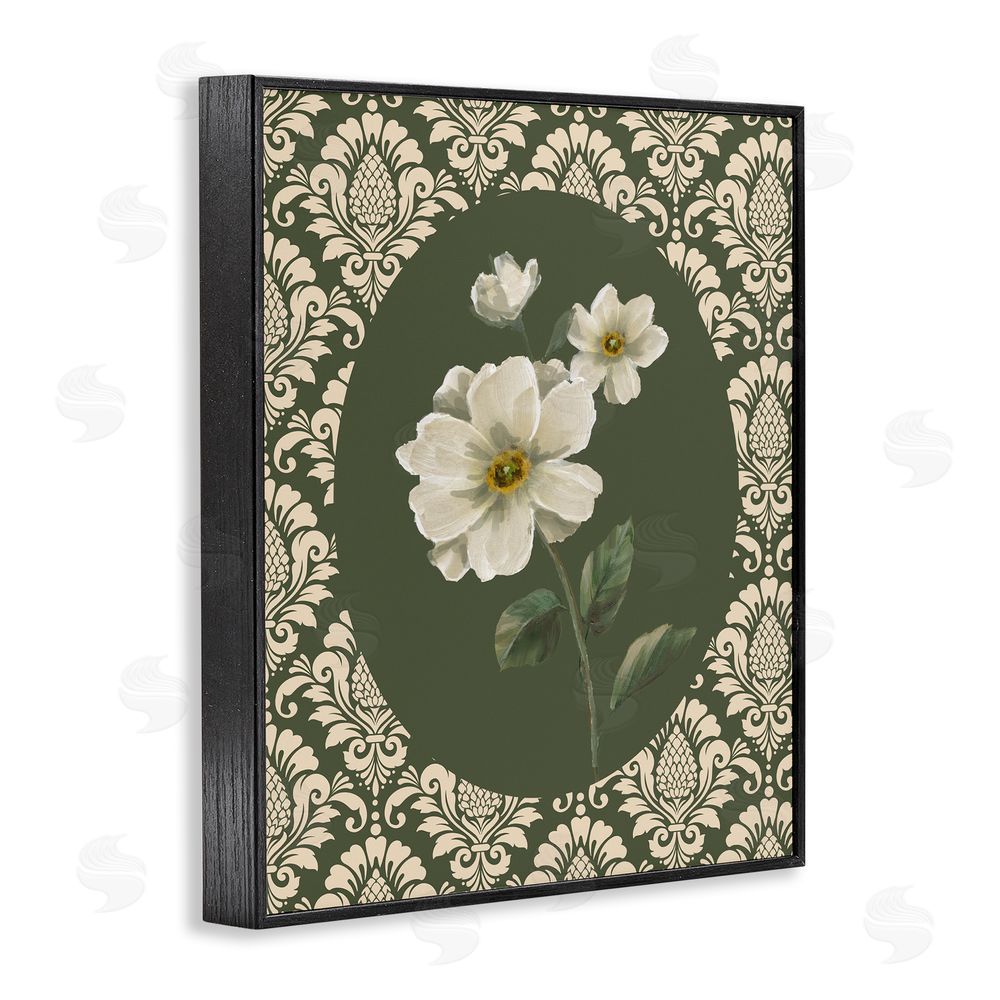 Nan Fancy Lace and White Flowers Black Framed Giclee Art Print