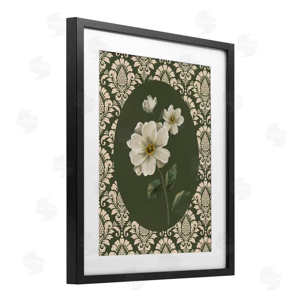 Nan Fancy Lace and White Flowers Black Framed Print Under Glass Art