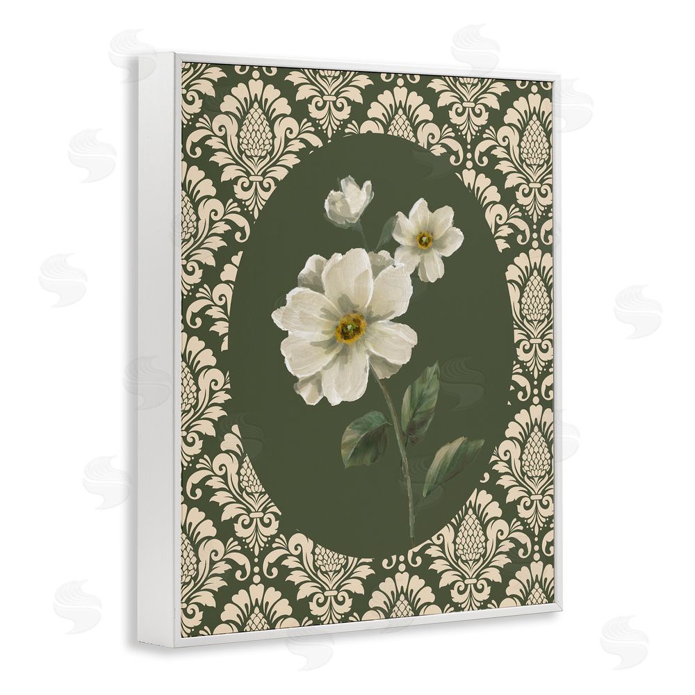 Nan Fancy Lace and White Flowers White Frame Giclee Art Print
