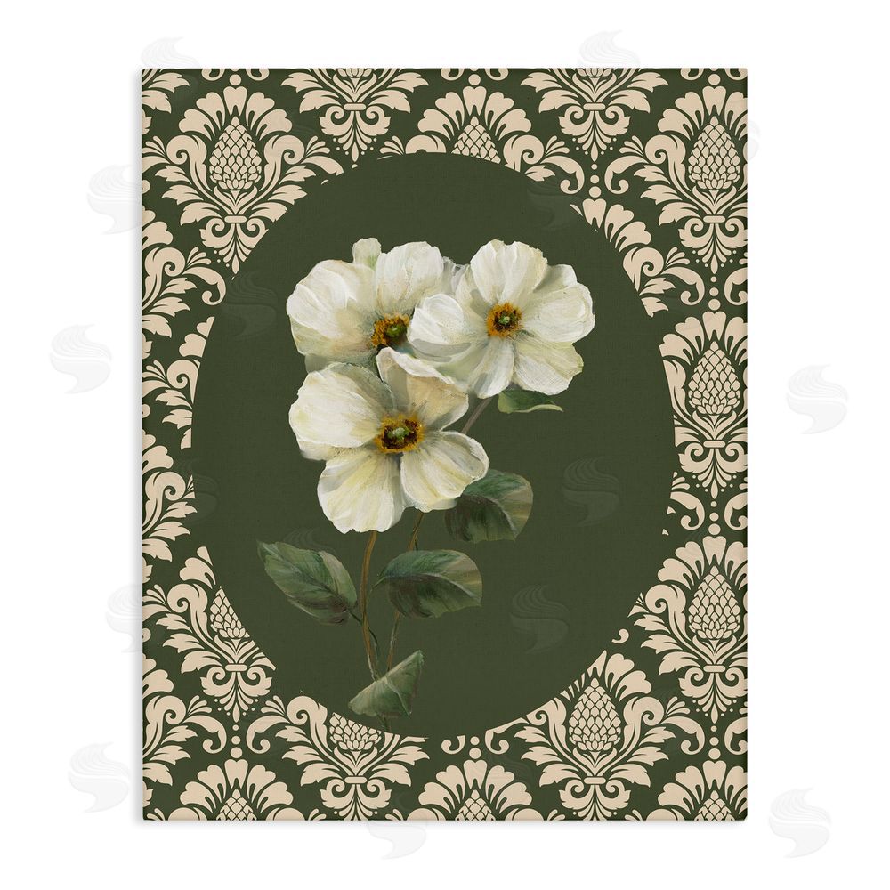 Nan Fancy Lace White Flowers Canvas Wall Art Print