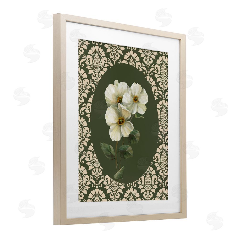 Nan Fancy Lace White Flowers Birch Framed Print Under Glass Art