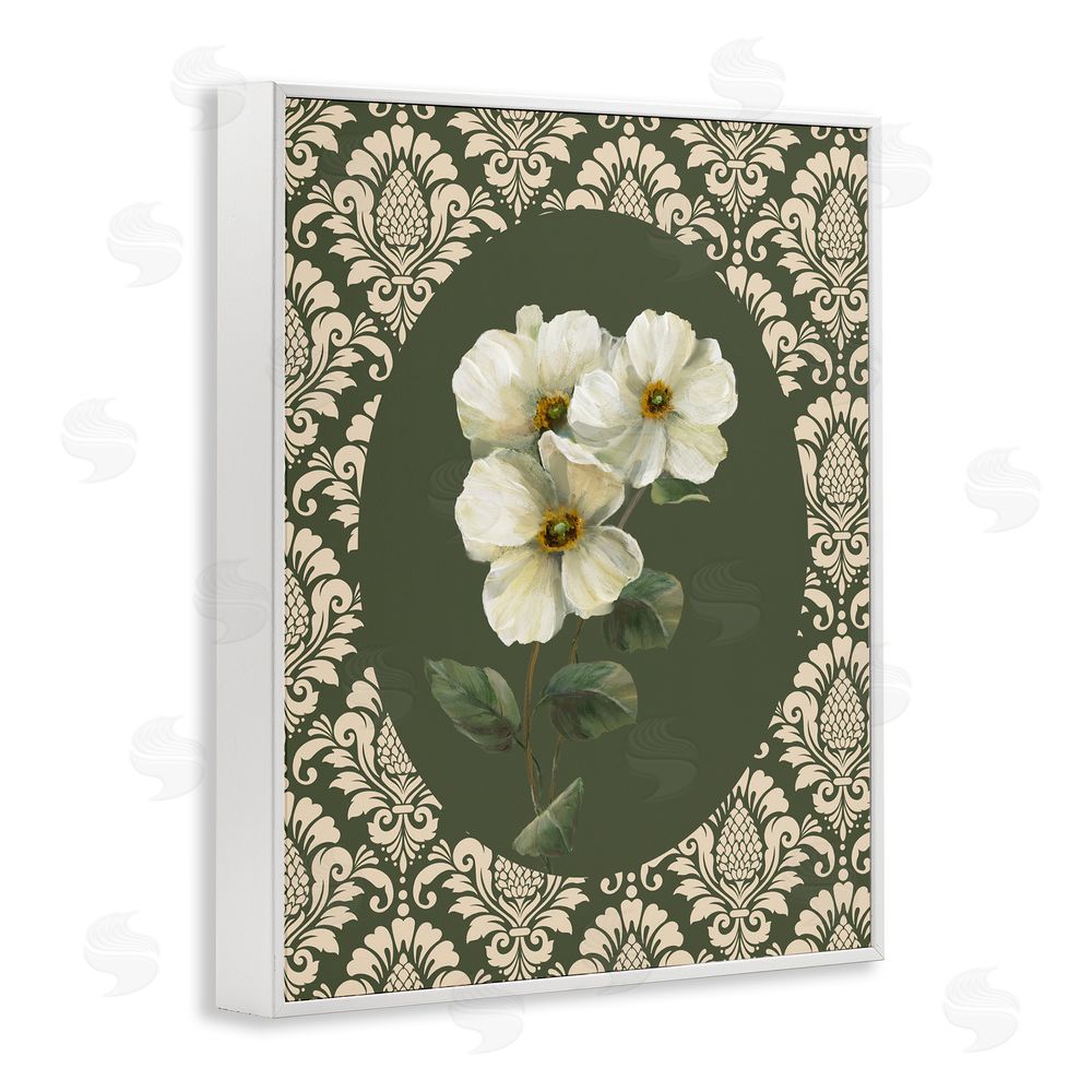 Nan Fancy Lace White Flowers White Frame Giclee Art Print