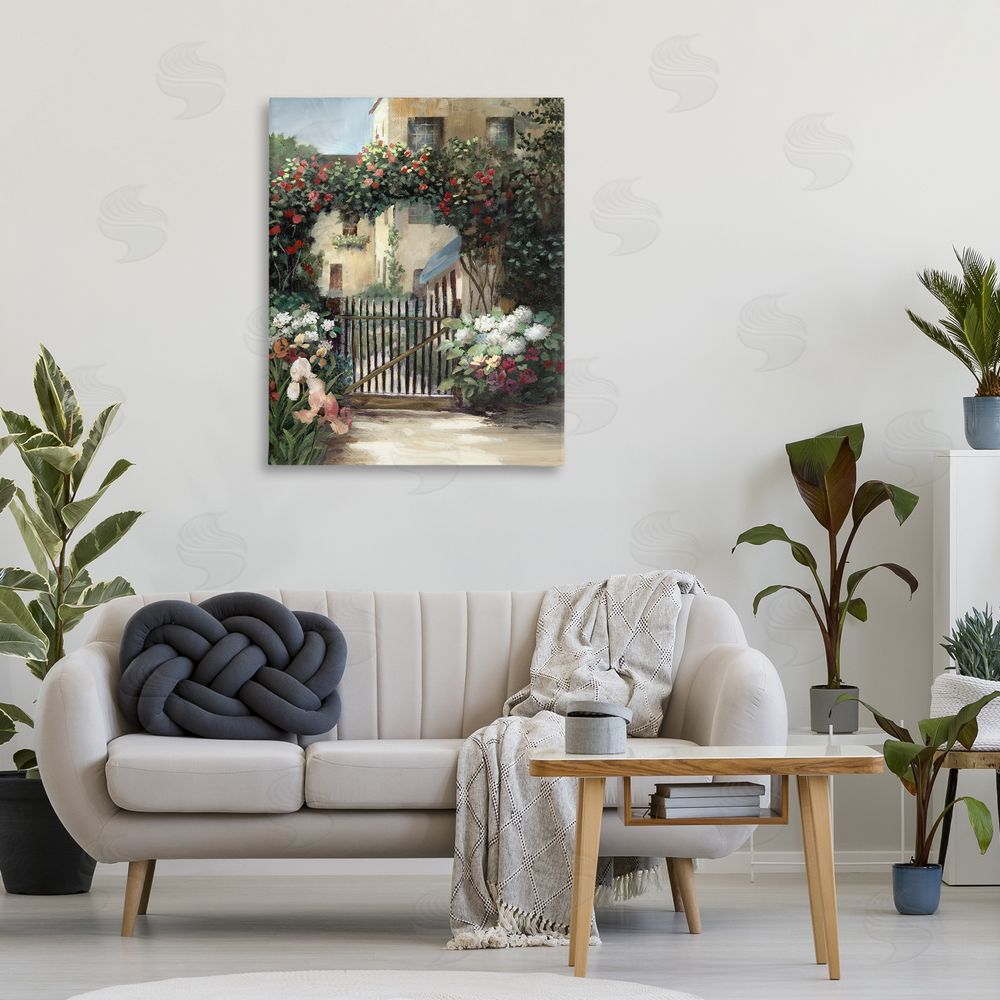 Nan Courtyard Gate with Florals Printed Wall Art in Room