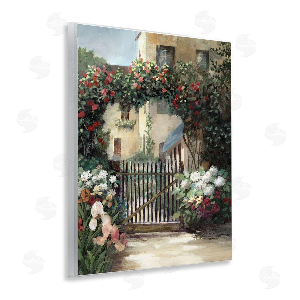 Nan Courtyard Gate with Florals Wall Plaque Art Print