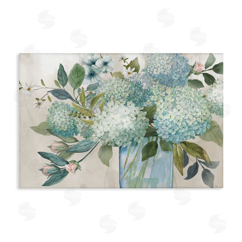 Nan Hydrangeas Galore Blue Flowers Canvas Wall Art Print