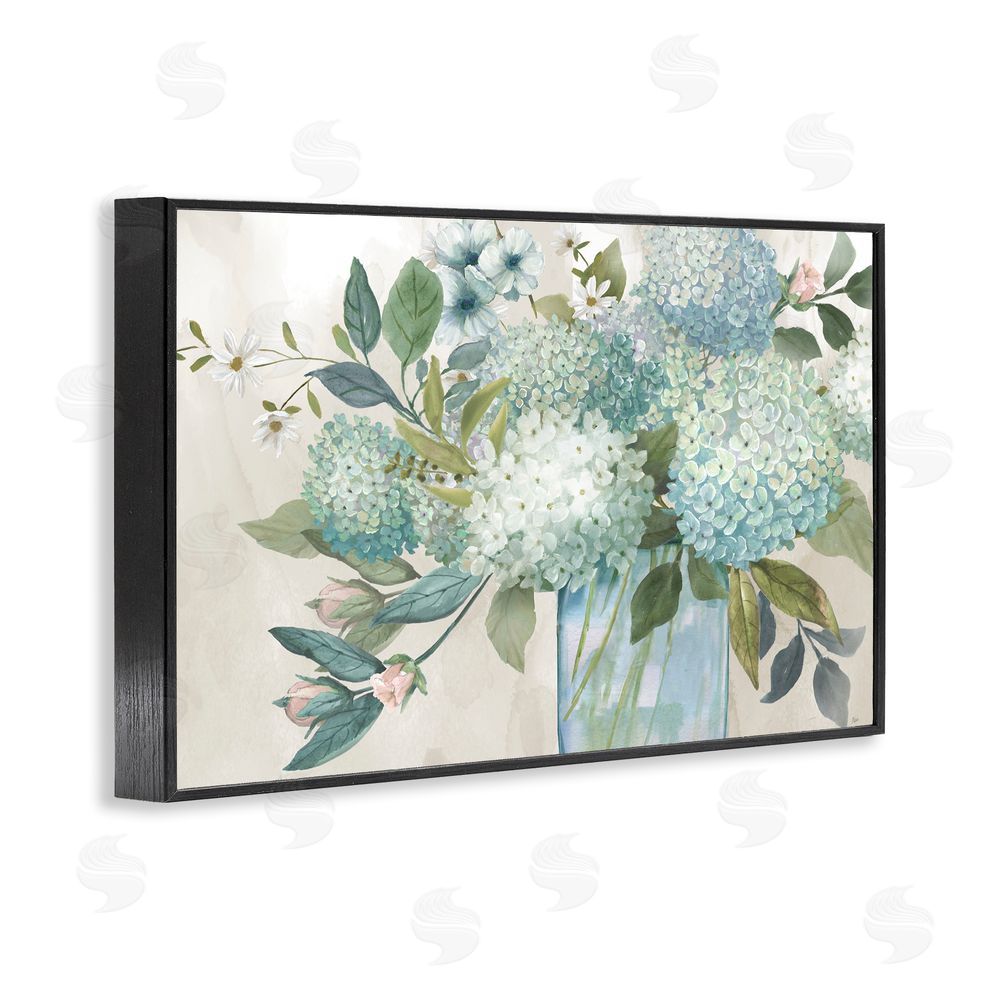 Nan Hydrangeas Galore Blue Flowers Black Framed Giclee Art Print