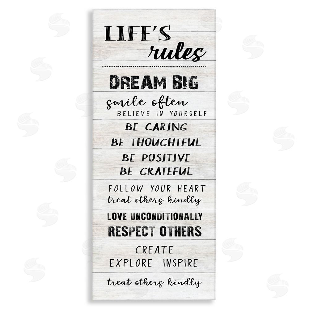 CAD Designs Life's Rules Listed Positivity Canvas Wall Art Print