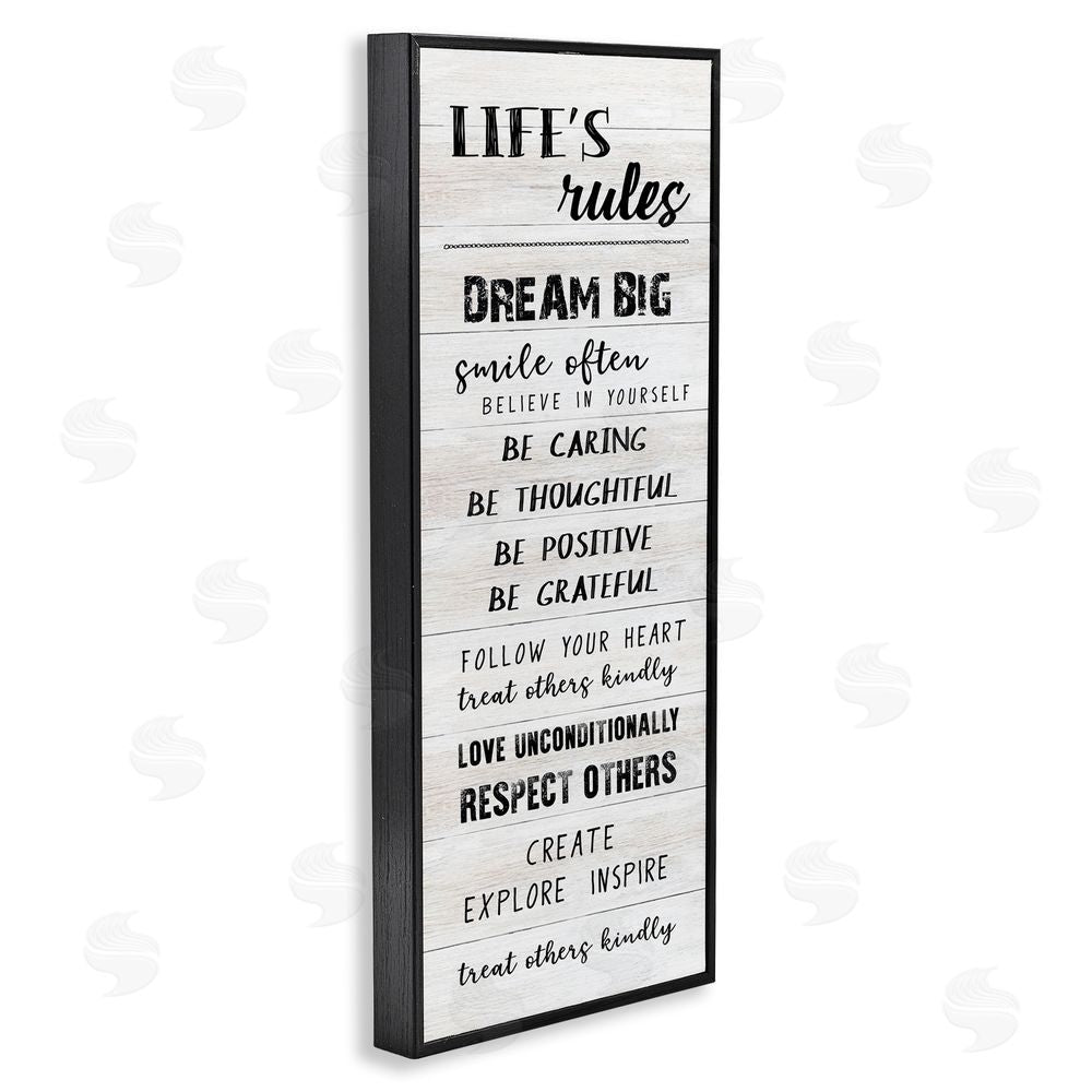 CAD Designs Life's Rules Listed Positivity Black Framed Giclee Art Print