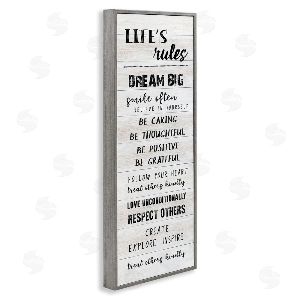 CAD Designs Life's Rules Listed Positivity Gray Framed Giclee Art Print