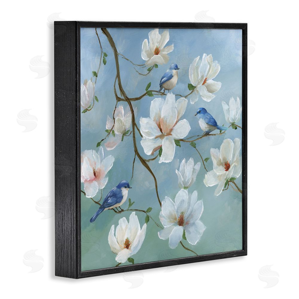 Nan Birds Blooms And Branches Black Framed Giclee Art Print