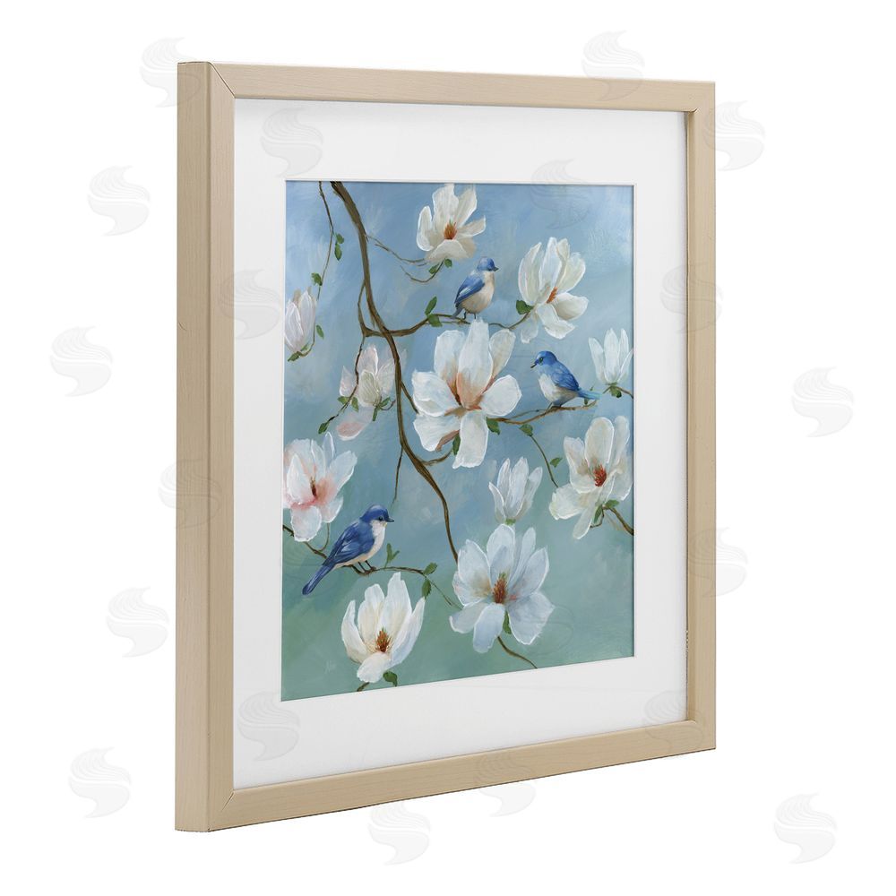 Nan Birds Blooms And Branches Birch Framed Print Under Glass Art