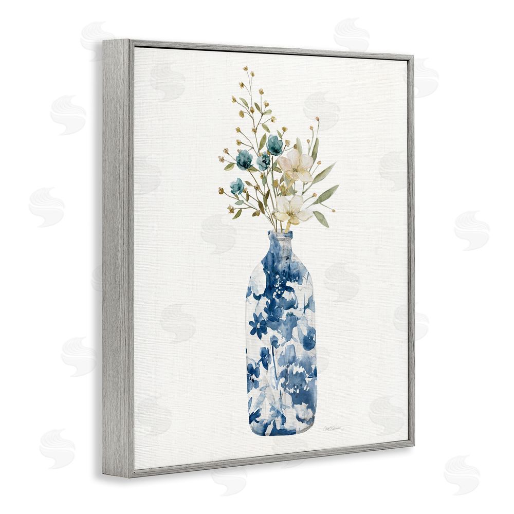 Carol Robinson Chinoiserie Blooms White Florals Gray Framed Giclee Art Print