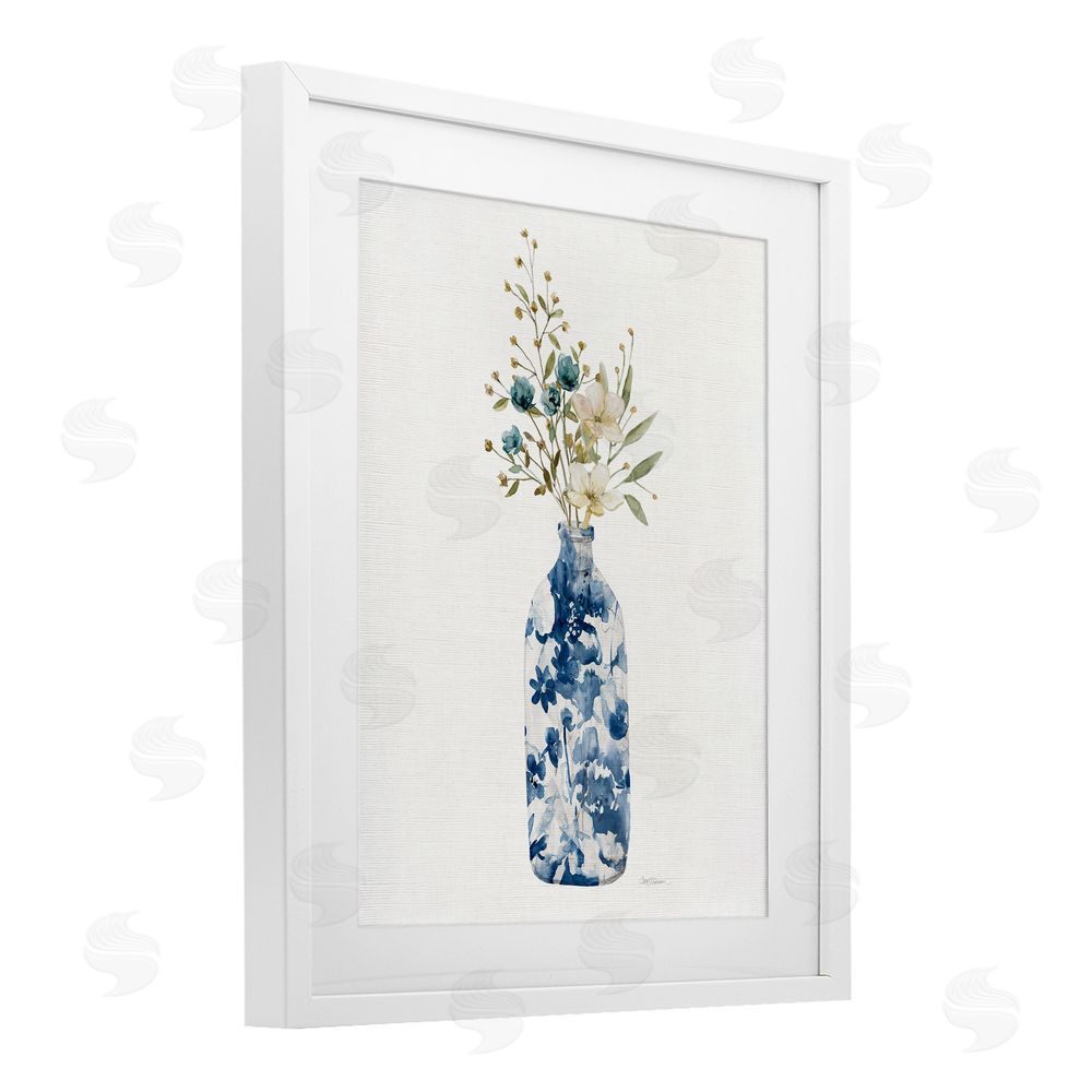 Carol Robinson Chinoiserie Blooms White Florals White Framed Print Under Glass Art