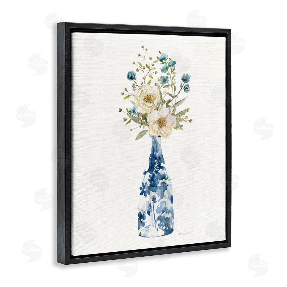 Carol Robinson Chinoiserie Blooms White Flowers Black Floating Frame Canvas Wall Art Print