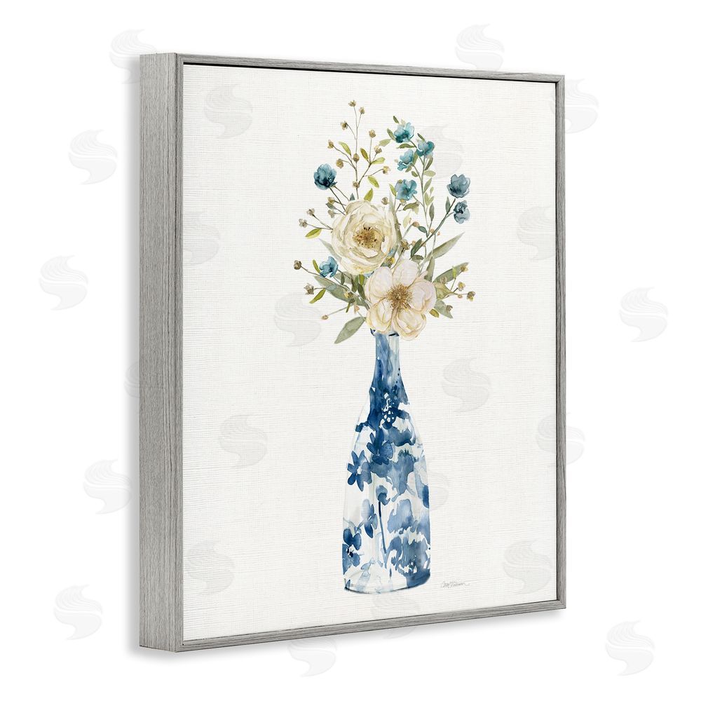 Carol Robinson Chinoiserie Blooms White Flowers Gray Framed Giclee Art Print