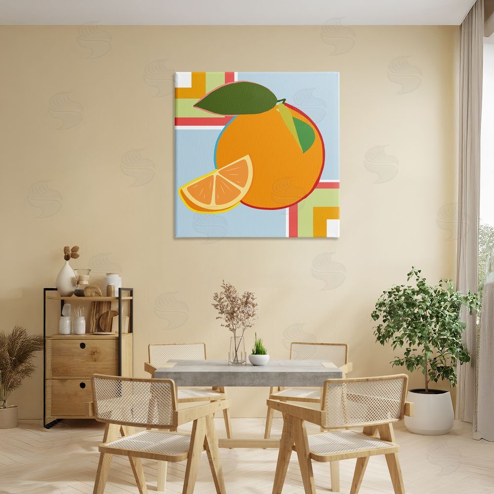 Daniela Santiago Geometric Orange Fruit Printed Wall Art in Room