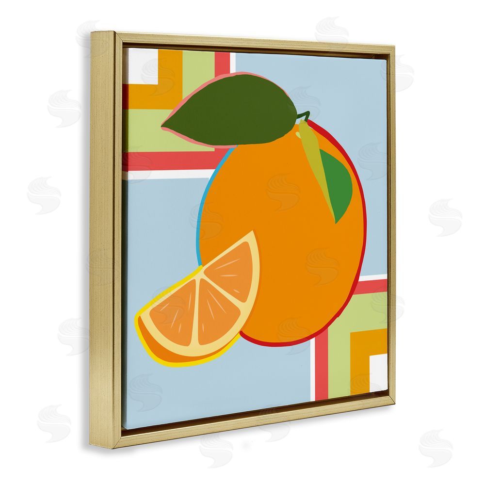 Daniela Santiago Geometric Orange Fruit Gold Floating Frame Canvas Art Print