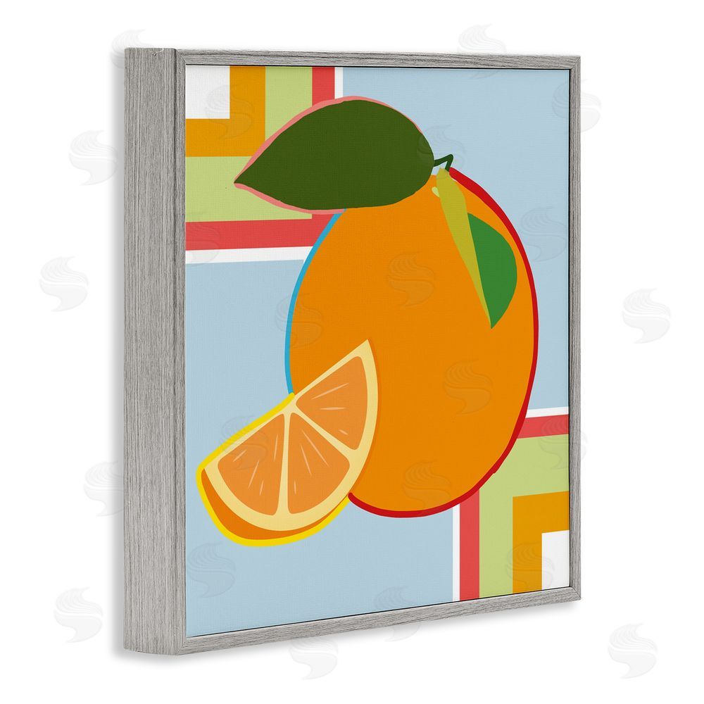 Daniela Santiago Geometric Orange Fruit Gray Framed Giclee Art Print