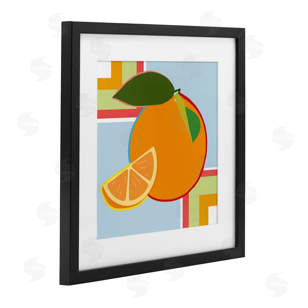 Daniela Santiago Geometric Orange Fruit Black Framed Print Under Glass Art
