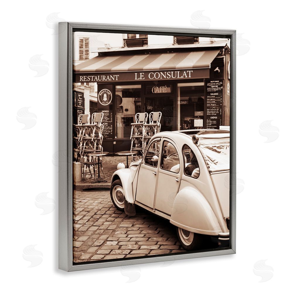 Danita Delimont Vintage Restaurant Storefront Gray Floating Frame Canvas Art Print