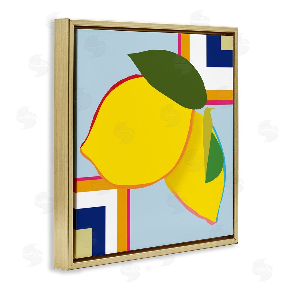 Daniela Santiago Geometric Lemon Fruit Gold Floating Frame Canvas Art Print