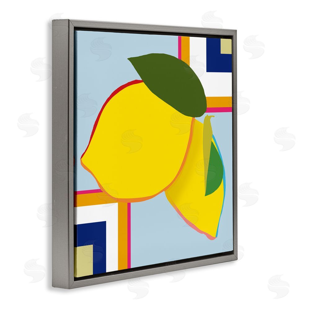 Daniela Santiago Geometric Lemon Fruit Gray Floating Frame Canvas Art Print
