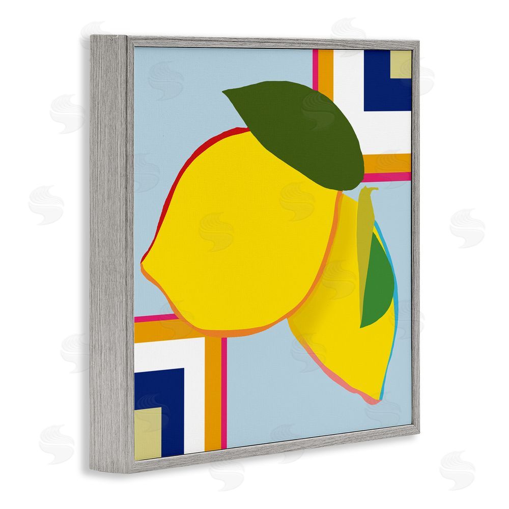 Daniela Santiago Geometric Lemon Fruit Gray Framed Giclee Art Print