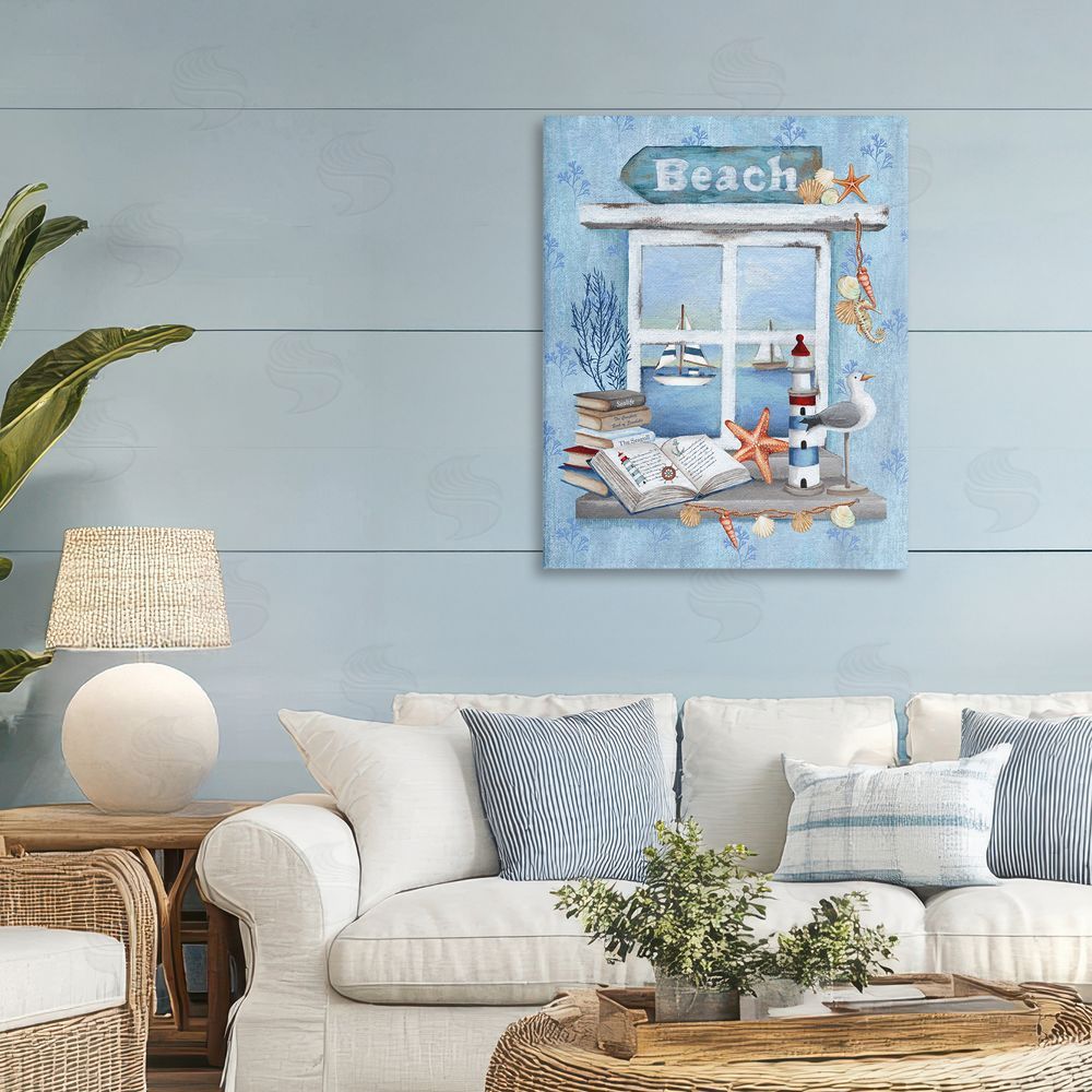 Emma Leach Beachy Coastal Window Sill Printed Wall Art in Room