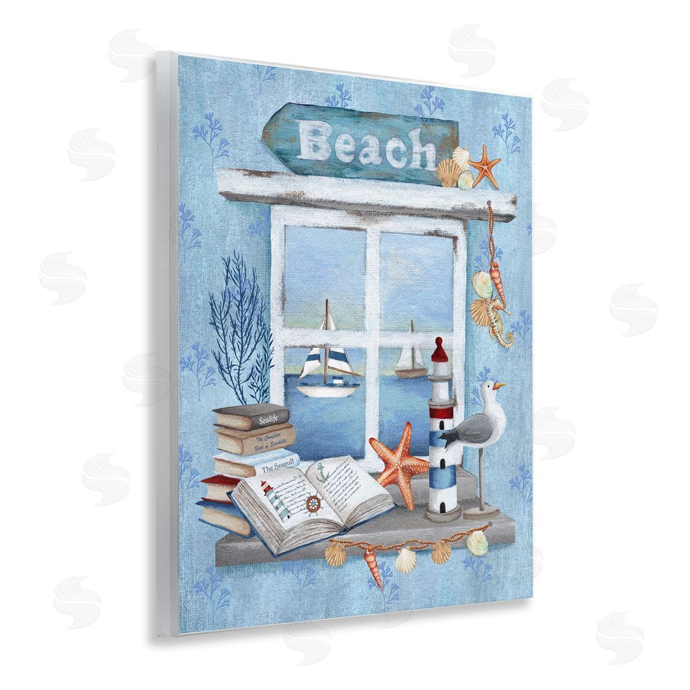 Emma Leach Beachy Coastal Window Sill Wall Plaque Art Print