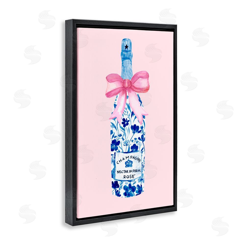 Corinne Haig Floral Coquette Champagne Black Floating Frame Canvas Wall Art Print