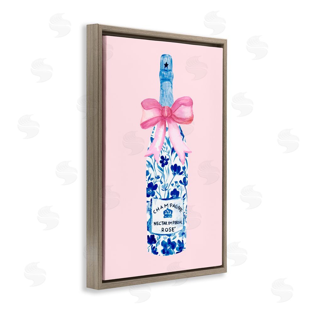 Corinne Haig Floral Coquette Champagne Brown Floating Frame Canvas Art Print