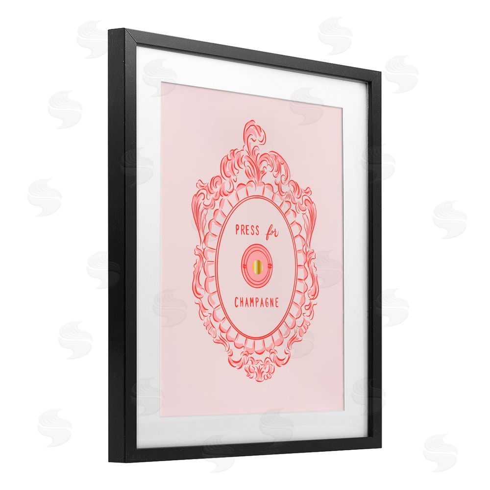 Cherrywood Lane Press For Champagne Ornate Black Framed Print Under Glass with White Mat Wall Art