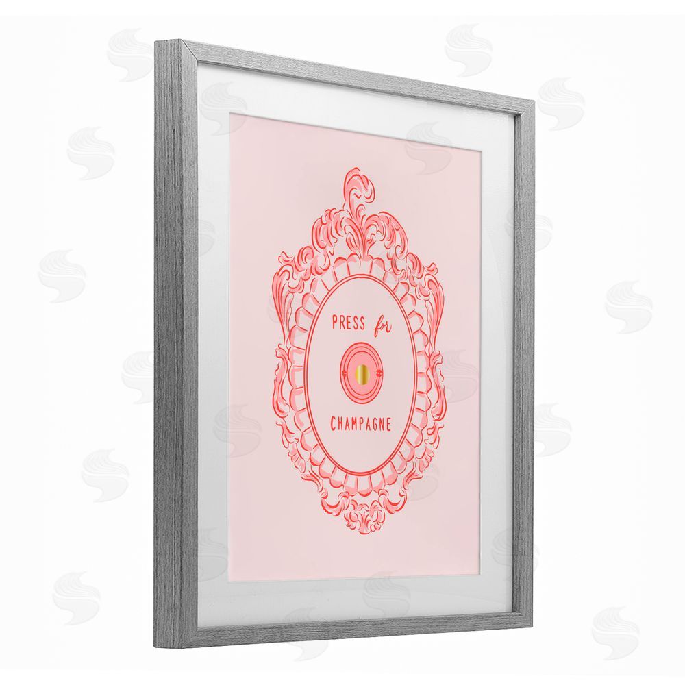 Cherrywood Lane Press For Champagne Ornate Gray Framed Print Under Glass with White Mat Wall Art