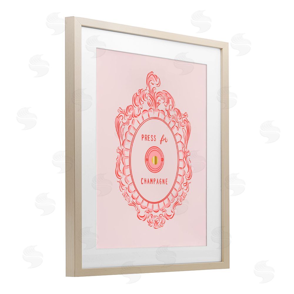 Cherrywood Lane Press For Champagne Ornate Birch Framed Print Under Glass with White Mat Wall Art